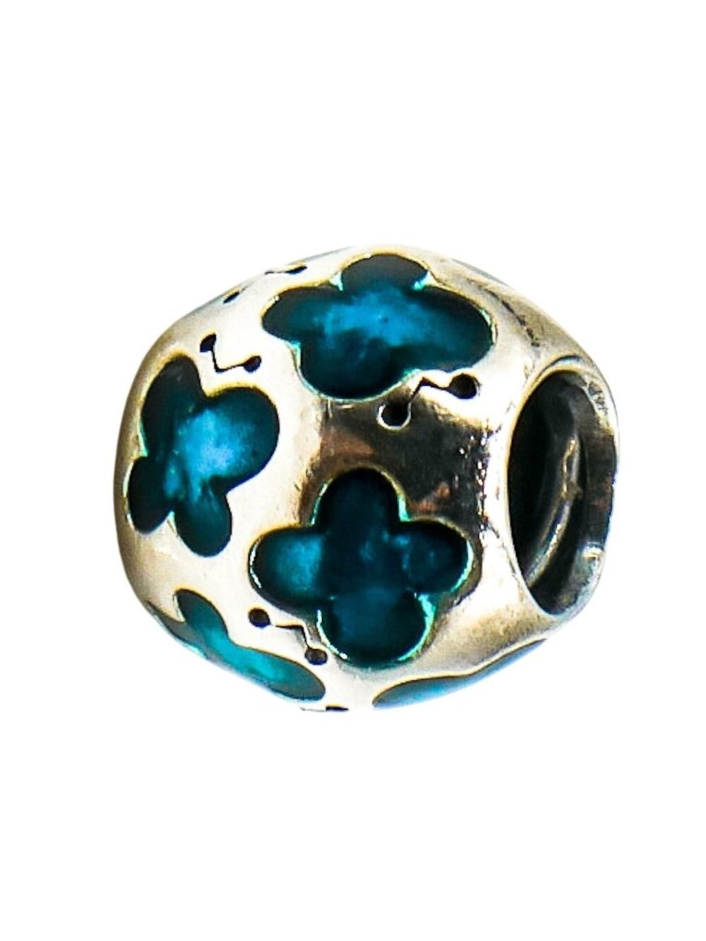 Pandora Teal Enamel Butterfly Sterling Silver Charm